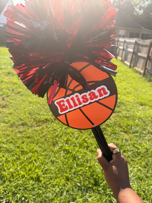 Personalized Basketball Pompom Cheerstick