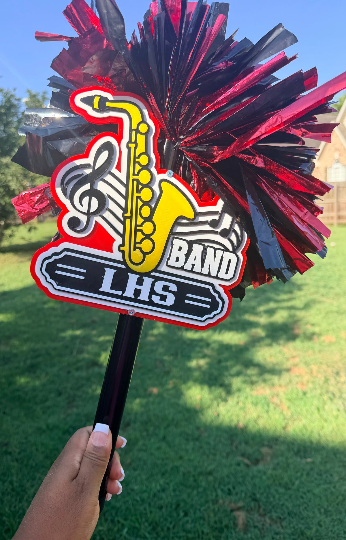 Personalized Band Pompom Cheerstick – Saxophone